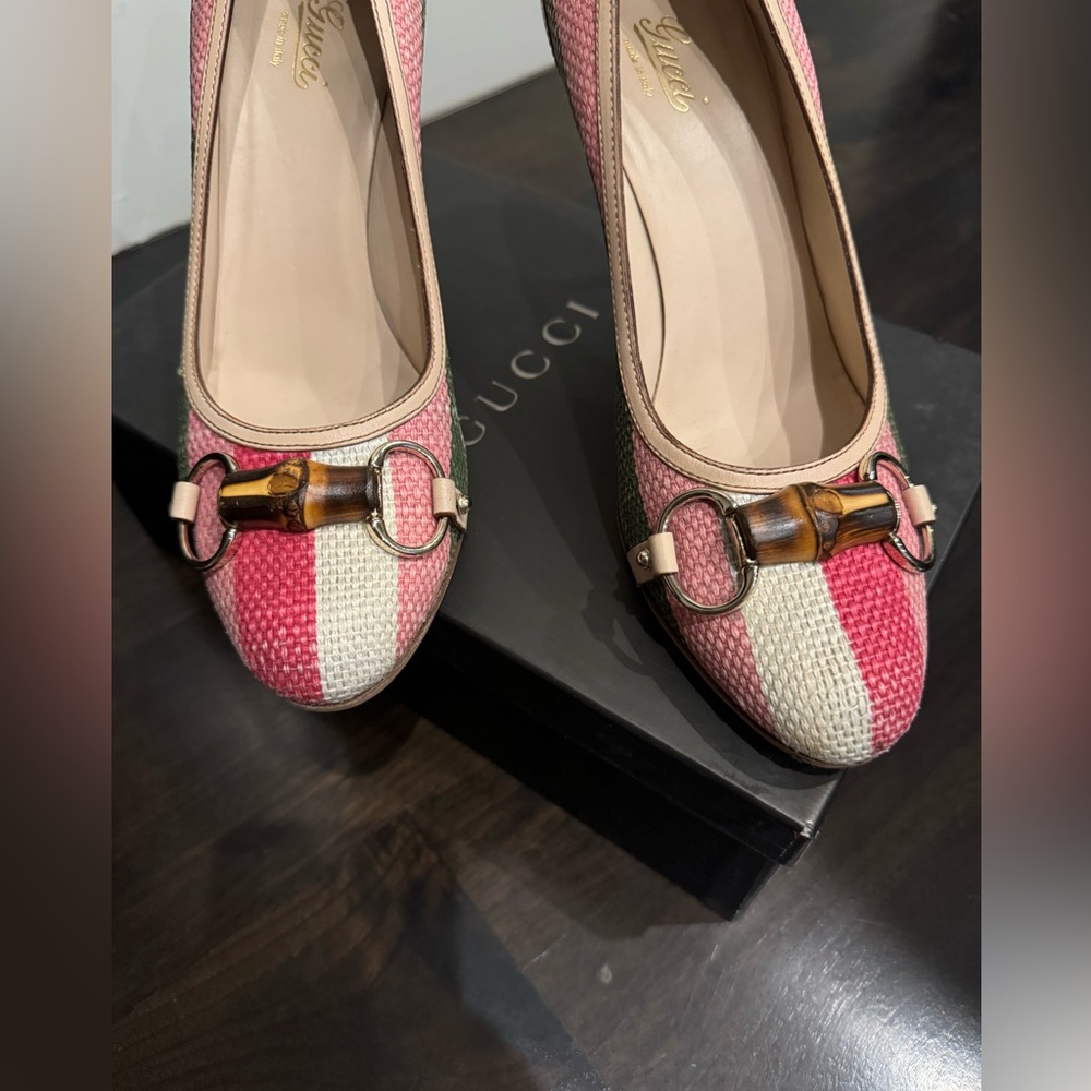 Gucci Tom Ford Era Bamboo and Raffia Heels Horsebit - Picture 2 of 10